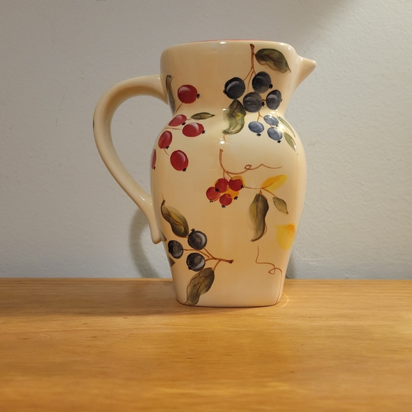 Elegant Ceramic Pitcher with Berry Motif - Picture 3 of 5